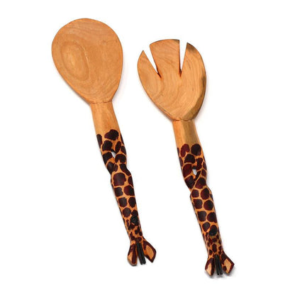 Hand-Carved Giraffe Salad Serving Set - Jedando Handicrafts    Home Decor Supply | Online Retail | ShoreShopper.com