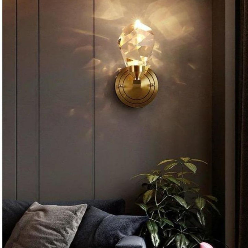 Copper Modern Villa Art Rotating Light Luxury Crystal Wall Lamp    Home Decor Supply | Online Retail | ShoreShopper.com