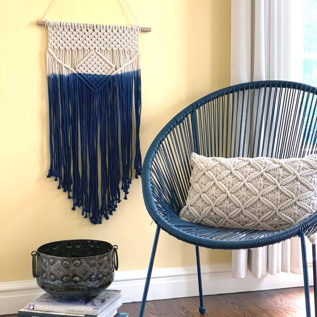 Macrame Wall Hanging in Blue    Home Decor Supply | Online Retail | ShoreShopper.com