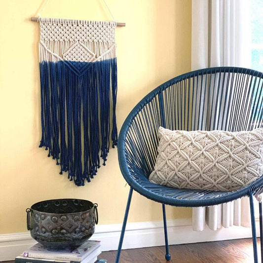Macrame Wall Hanging in Blue    Home Decor Supply | Online Retail | ShoreShopper.com