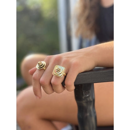 Floral Abstract Adjustable Brass Ring    Home Decor Supply | Online Retail | ShoreShopper.com