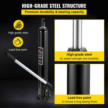 VEVOR Hydraulic Long Ram Jack, 3 Tons/6600 lbs Capacity, with Single Piston Pump and Clevis Base, Manual Cherry Picker with Handle, for Garage/Shop Cranes, Engine Lift Hoist, Black    Home Decor Supply | Online Retail | ShoreShopper.com