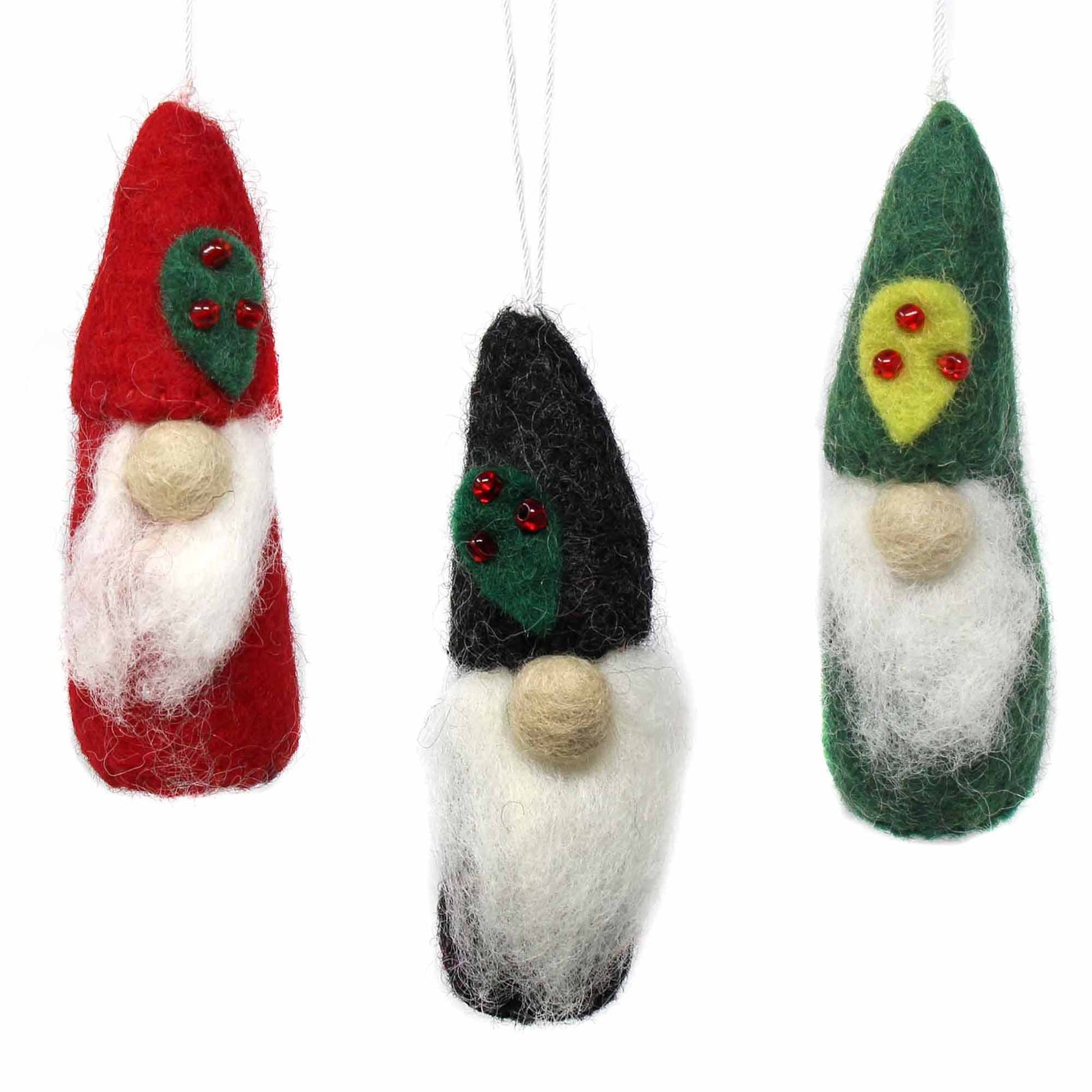 Christmas Gnome Felt Ornaments, Set of 3    Home Decor Supply | Online Retail | ShoreShopper.com
