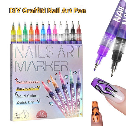 Nail Art Graffiti Pen 12 Colors Acrylic Paint Painted    Home Decor Supply | Online Retail | ShoreShopper.com