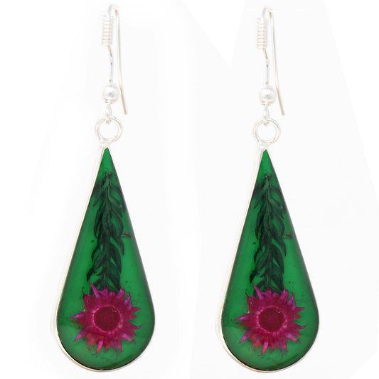 Pink Pressed Flower Teardrop Earrings    Home Decor Supply | Online Retail | ShoreShopper.com