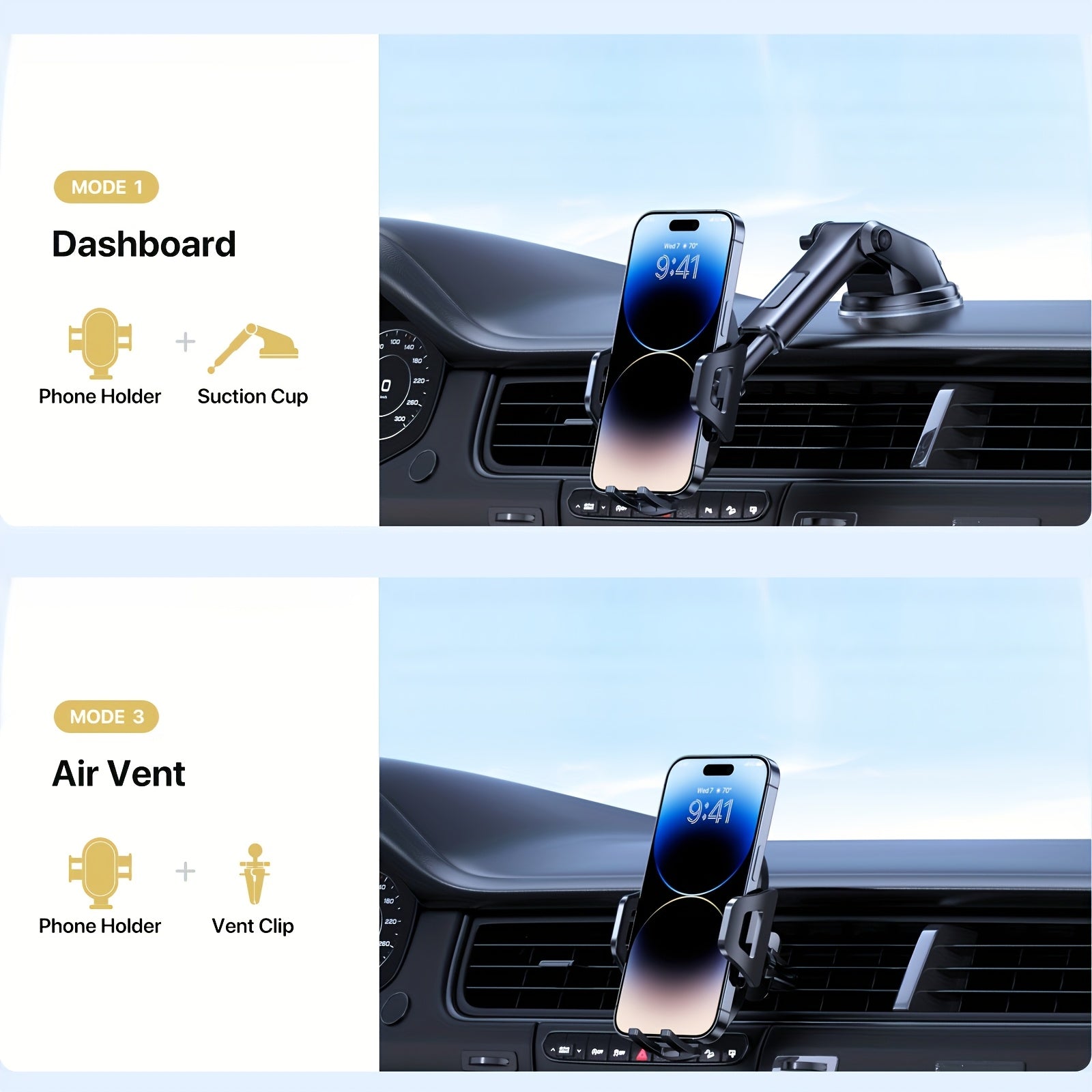 LOTUNY Car Phone Holder, Universal Hands-Free Phone Holders for Your Car, 3-in-1 Phone Mount for CarAir Vent Compatible with for iphone for samsung Google and All 4" to 7, 2" Phones    Home Decor Supply | Online Retail | ShoreShopper.com