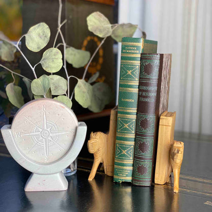 Compass Soapstone Sculpture, Light Gray Stone    Home Decor Supply | Online Retail | ShoreShopper.com