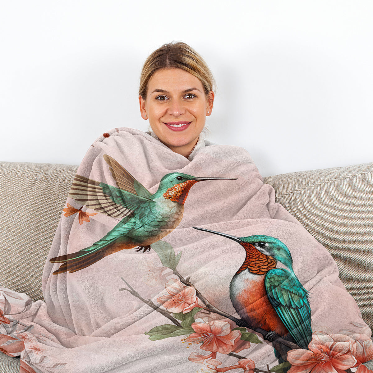 1pce Hummingbird Floral Fleece Throw Blanket Soft And Fluffy Multifunctional Outdoor Beach Camping Living Room Sofa Office Nap Printed Blanket    Home Decor Supply | Online Retail | ShoreShopper.com