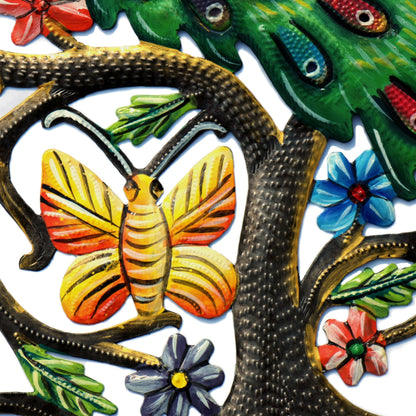Peacock in Tree Haitian Metal Drum Wall Art    Home Decor Supply | Online Retail | ShoreShopper.com