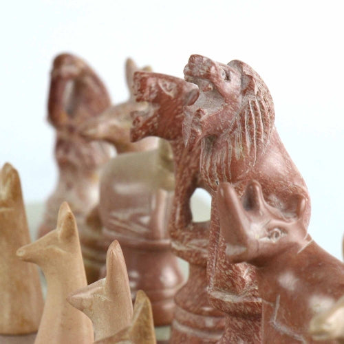 Hand Carved Soapstone Animal Chess Set - 15" Board - Smolart    Home Decor Supply | Online Retail | ShoreShopper.com