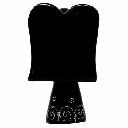 Soapstone Angel Sculpture - Black Finish with Etch Design    Home Decor Supply | Online Retail | ShoreShopper.com