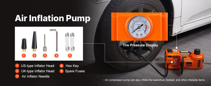 SucceBuy 5T Electric Car Jack Hydraulic Jack with Electric Impact Wrench Built-in Inflatable Pump, LED Light for SUV Sedan Truck    Home Decor Supply | Online Retail | ShoreShopper.com