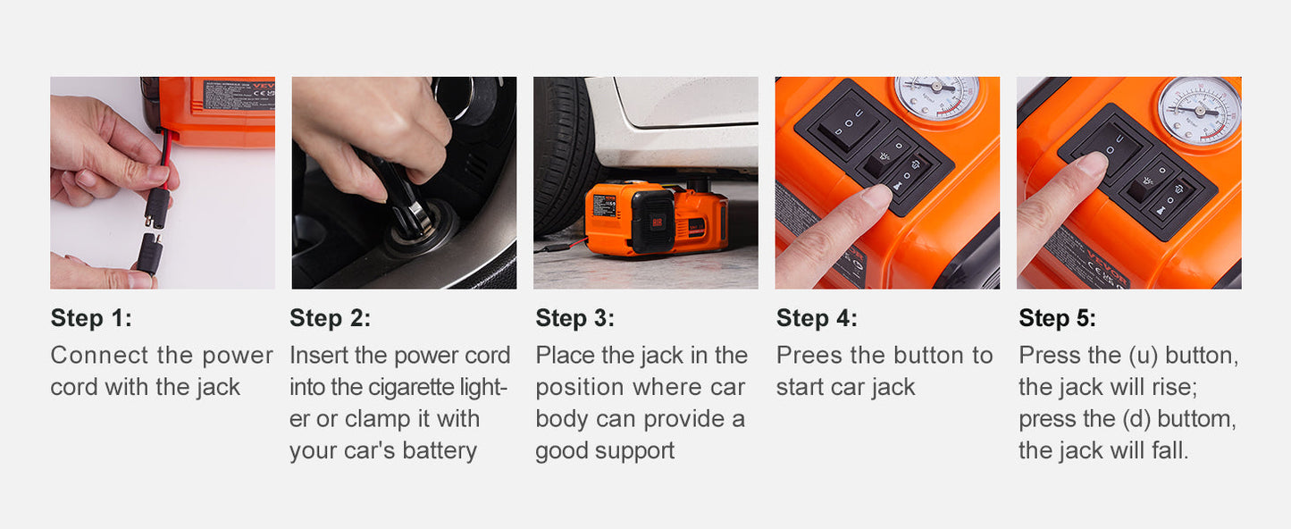 SucceBuy 5T Electric Car Jack Hydraulic Jack with Electric Impact Wrench Built-in Inflatable Pump, LED Light for SUV Sedan Truck    Home Decor Supply | Online Retail | ShoreShopper.com