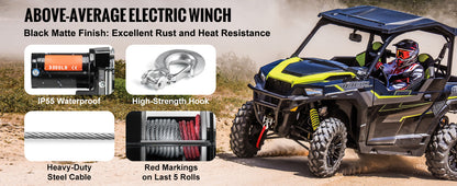 SucceBuy 3000lbs ATV/UTV Electric Winch 12V DC Steel Rope Winch with  39ft Cable Roller Wired Remote Control for Towing Off-Road    Home Decor Supply | Online Retail | ShoreShopper.com