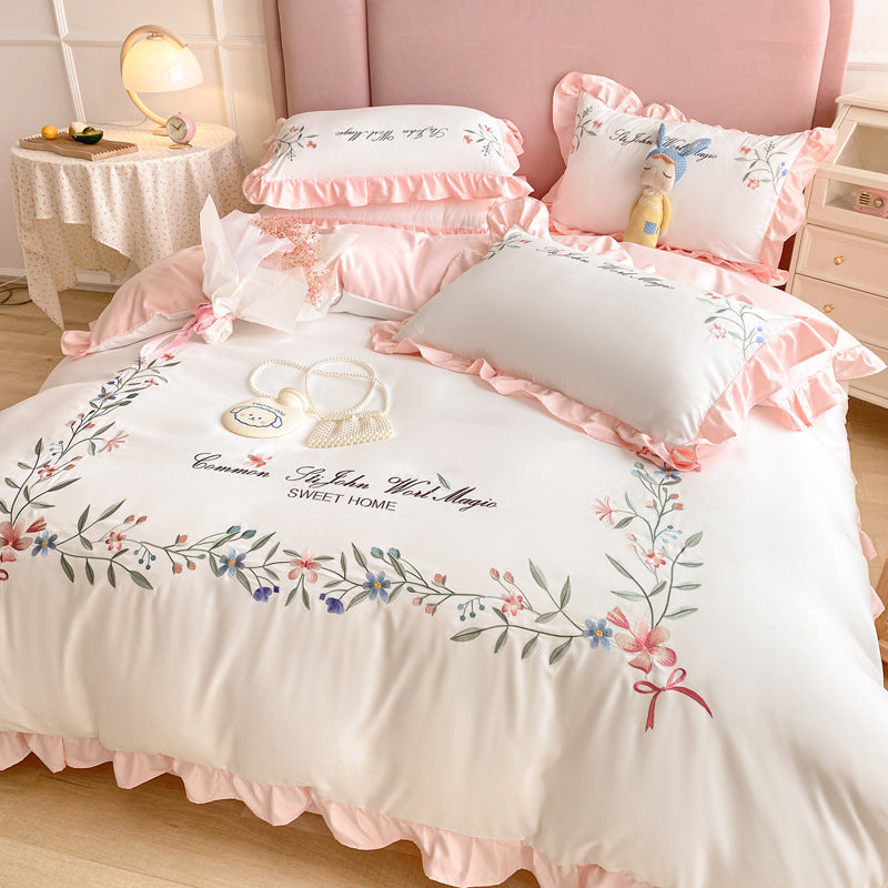 Four-piece Embroidered Quilt Cover For Washed Cotton Bed    Home Decor Supply | Online Retail | ShoreShopper.com
