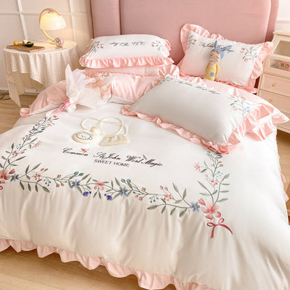 Four-piece Embroidered Quilt Cover For Washed Cotton Bed    Home Decor Supply | Online Retail | ShoreShopper.com