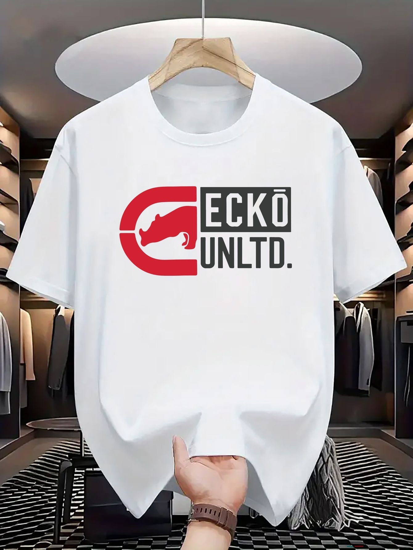 Men's Ecko Unltd. Graphic T-Shirt - Premium 100% Cotton Streetwear - Black with Red Rhino Logo    Home Decor Supply | Online Retail | ShoreShopper.com