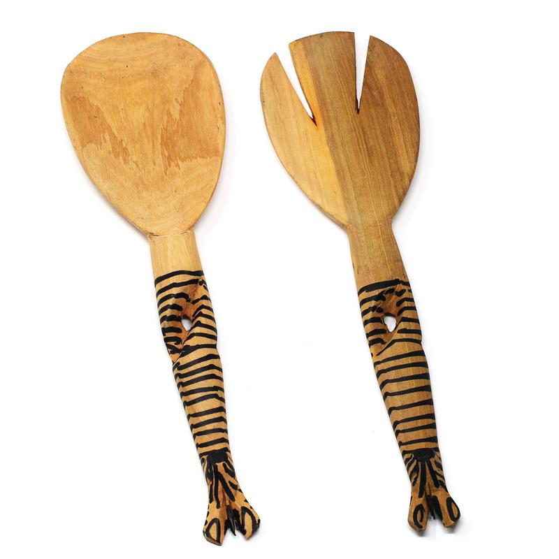 Hand-Carved Zebra Salad Tongs - Jedando Handicrafts    Home Decor Supply | Online Retail | ShoreShopper.com