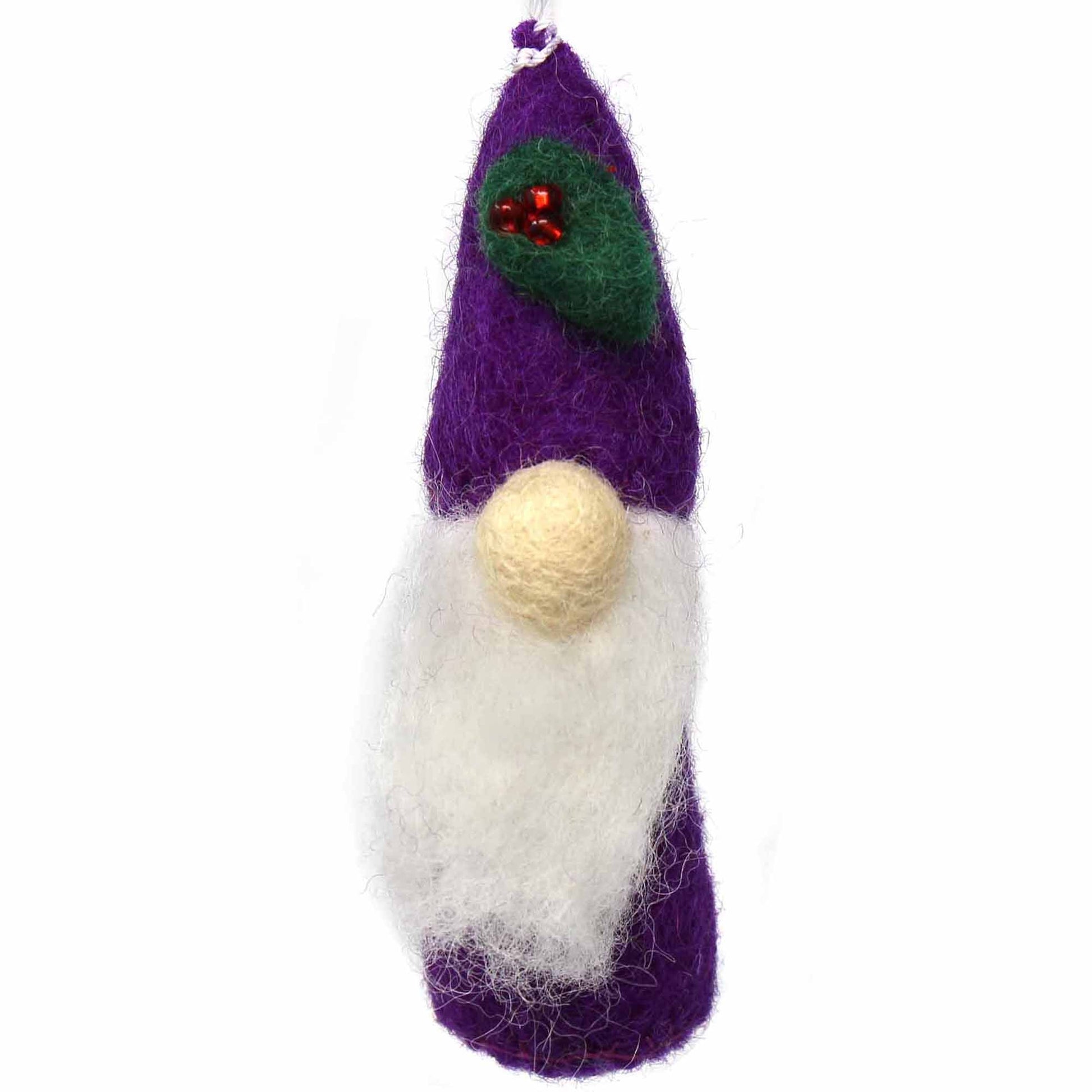 Christmas Ornament: Gnome, Purple - Global Groove (H)    Home Decor Supply | Online Retail | ShoreShopper.com
