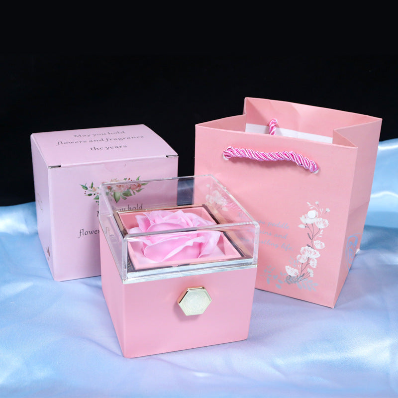 Rotating Soap Flower Rose Gift Box Creative Rotating Rose Jewelry Packaging Box Valentine's Day Gift For Women    Home Decor Supply | Online Retail | ShoreShopper.com