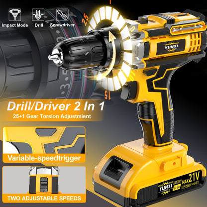 21V Multi-function Impact Drill Set Wireless Power w/ Battery And Quick Charger    Home Decor Supply | Online Retail | ShoreShopper.com
