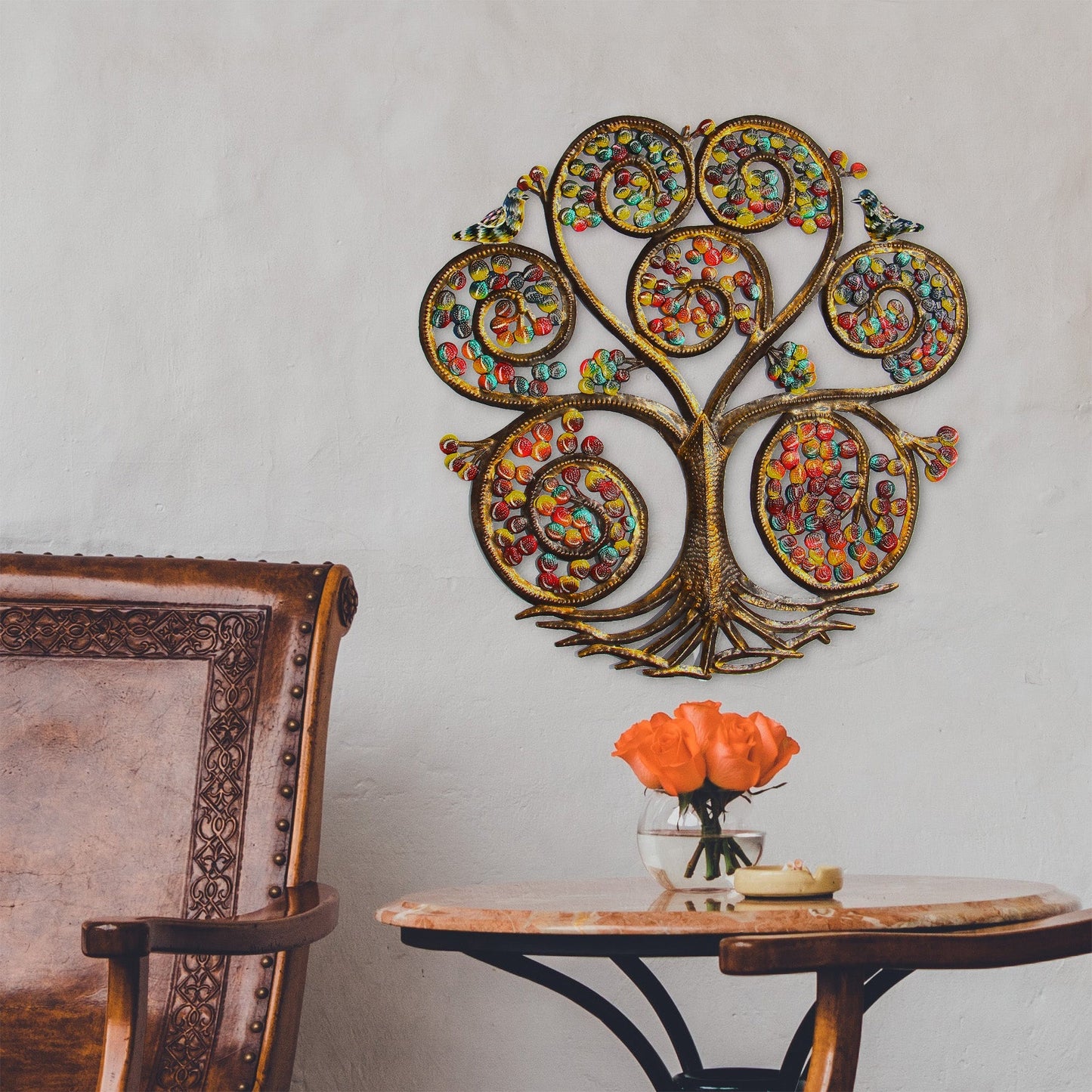 Autumn Spiral Tree of Life Haitian Steel Drum Wall Art    Home Decor Supply | Online Retail | ShoreShopper.com