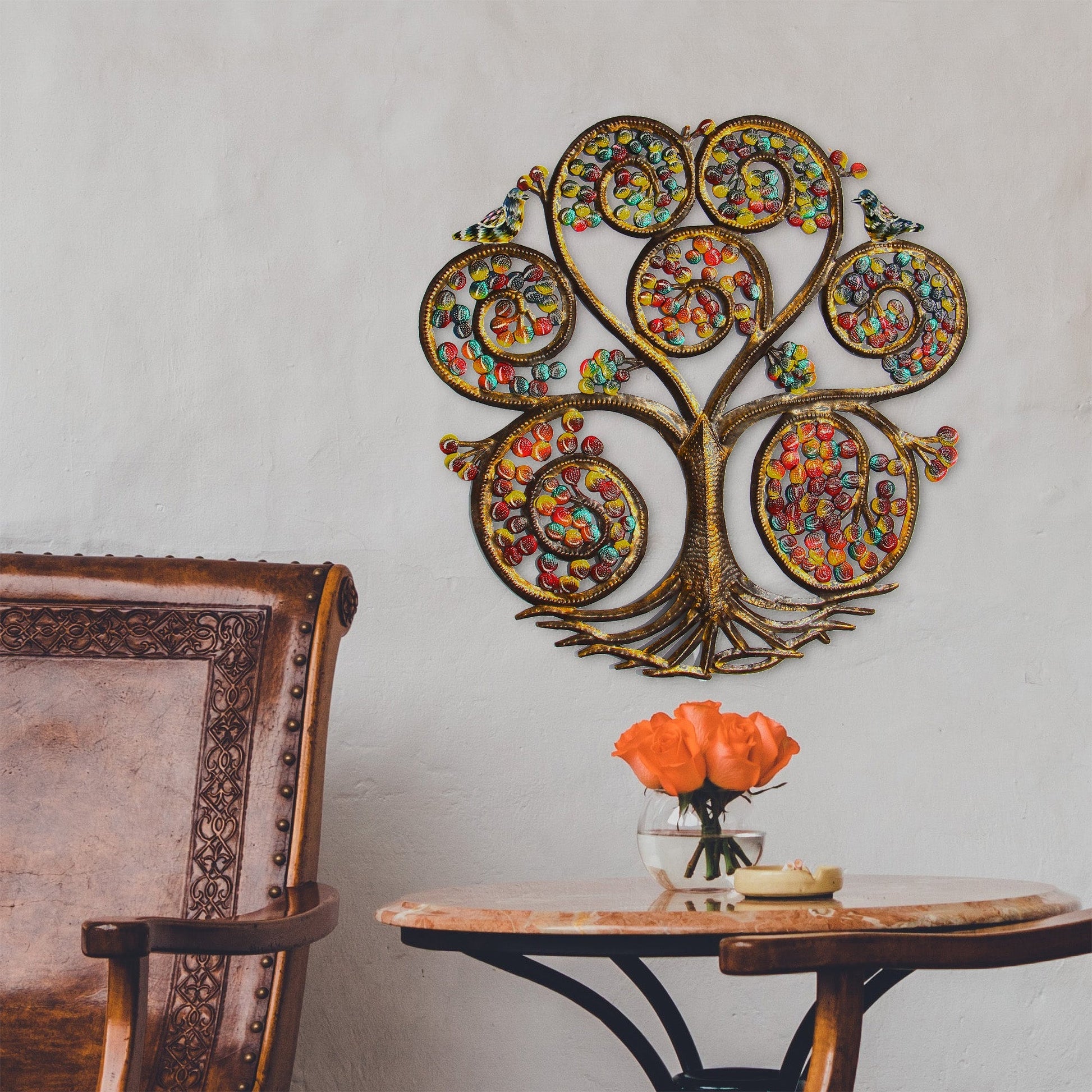 Autumn Spiral Tree of Life Haitian Steel Drum Wall Art    Home Decor Supply | Online Retail | ShoreShopper.com