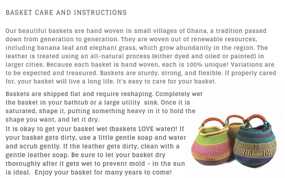 Bolga Pot Design Market Basket, Mixed Colors    Home Decor Supply | Online Retail | ShoreShopper.com