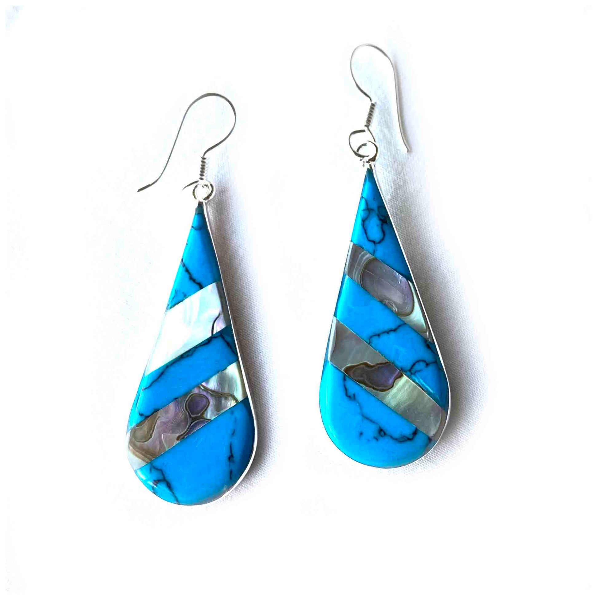 Abalone & Turquoise Striped Teardrop Earrings    Home Decor Supply | Online Retail | ShoreShopper.com