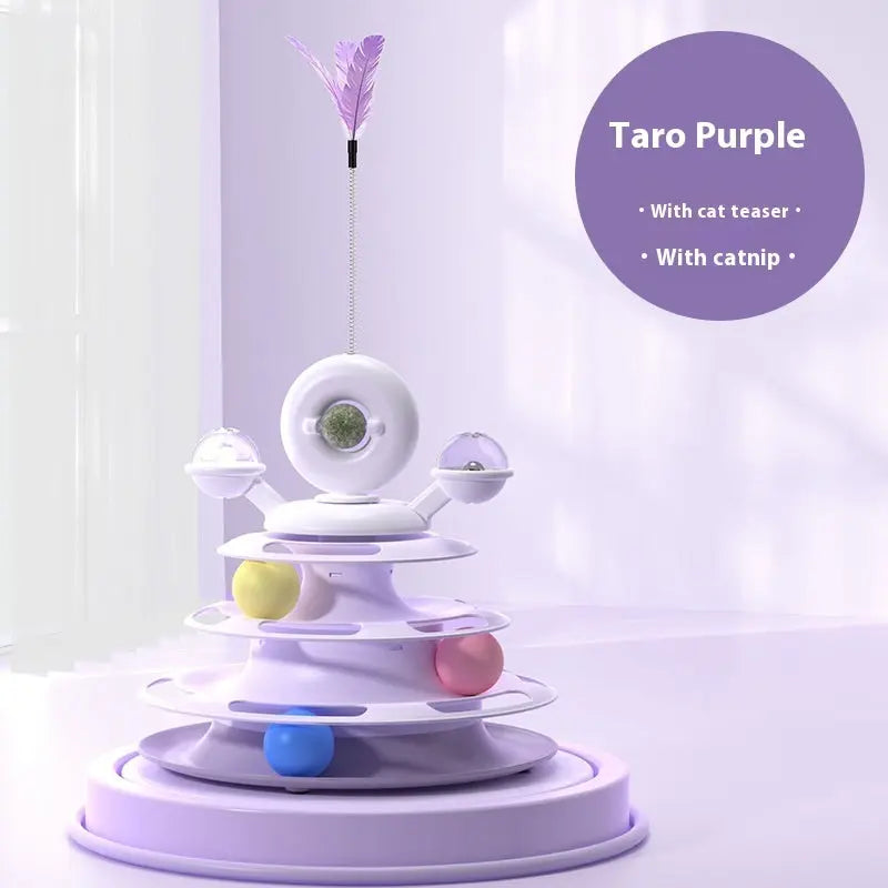 Interactive Cat Tower Multi-Layer 4 Tier with Turntable Roller Toy - ShoreCo.Shop