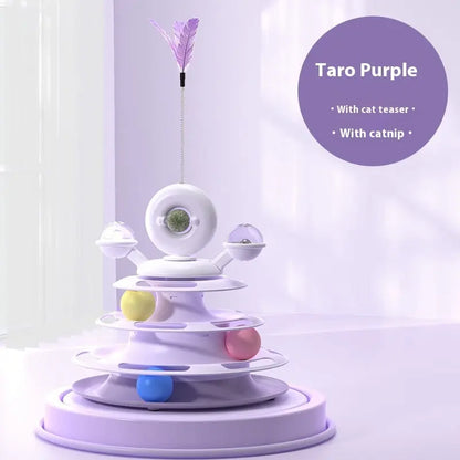 Interactive Cat Tower Multi-Layer 4 Tier with Turntable Roller Toy - ShoreCo.Shop