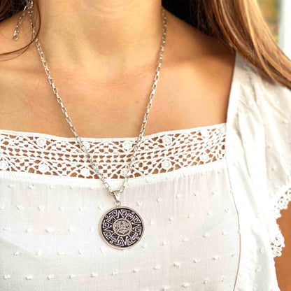 Alpaca Silver Aztec Face Pendant with Chain    Home Decor Supply | Online Retail | ShoreShopper.com