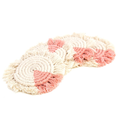 Macrame Coasters in Blush with fringe, Set of 4    Home Decor Supply | Online Retail | ShoreShopper.com