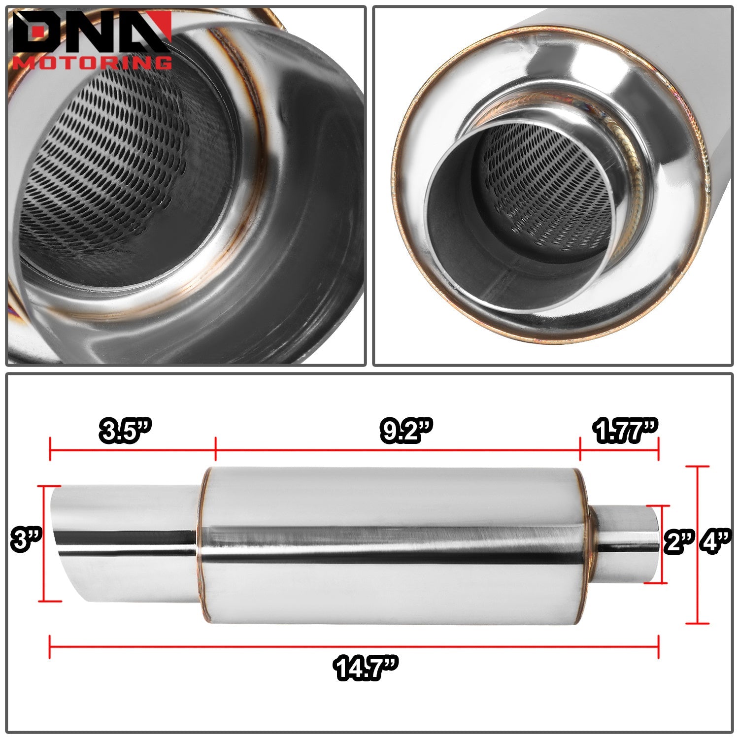 DNA MOTORING Stainless Steel Straight-Through Exhaust Muffler    Home Decor Supply | Online Retail | ShoreShopper.com