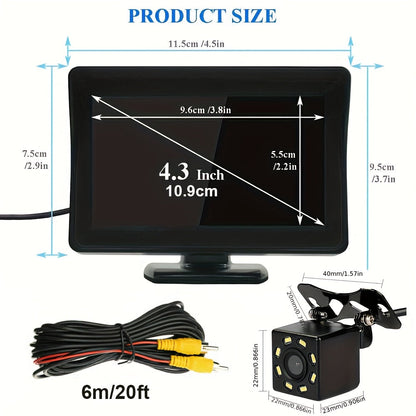 8LED Night Vision Reversing Camera HD 4.3 Inch Monitor Wide Angle Parking System for Multi Vehicle Safety Backup    Home Decor Supply | Online Retail | ShoreShopper.com