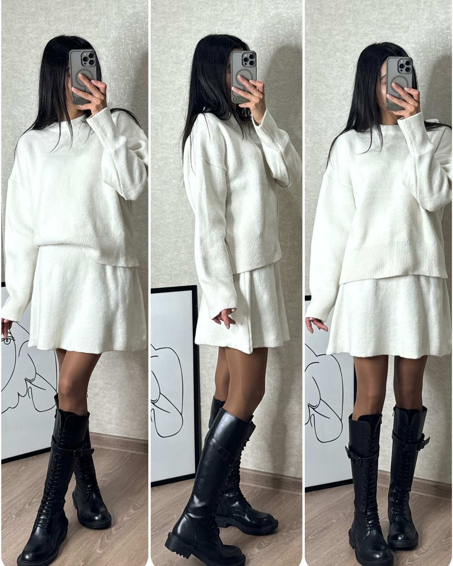 Sweater Skirt Sets For Women 2 Pieces Knit Casual Versatile Long Sleeve Pullover Elegant Solid High Waist Mini Skirt Outfit    Home Decor Supply | Online Retail | ShoreShopper.com
