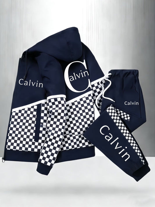 Zip Up Casual Hoodie and Joggers Set Street Style w/ Large Calvin Print    Home Decor Supply | Online Retail | ShoreShopper.com