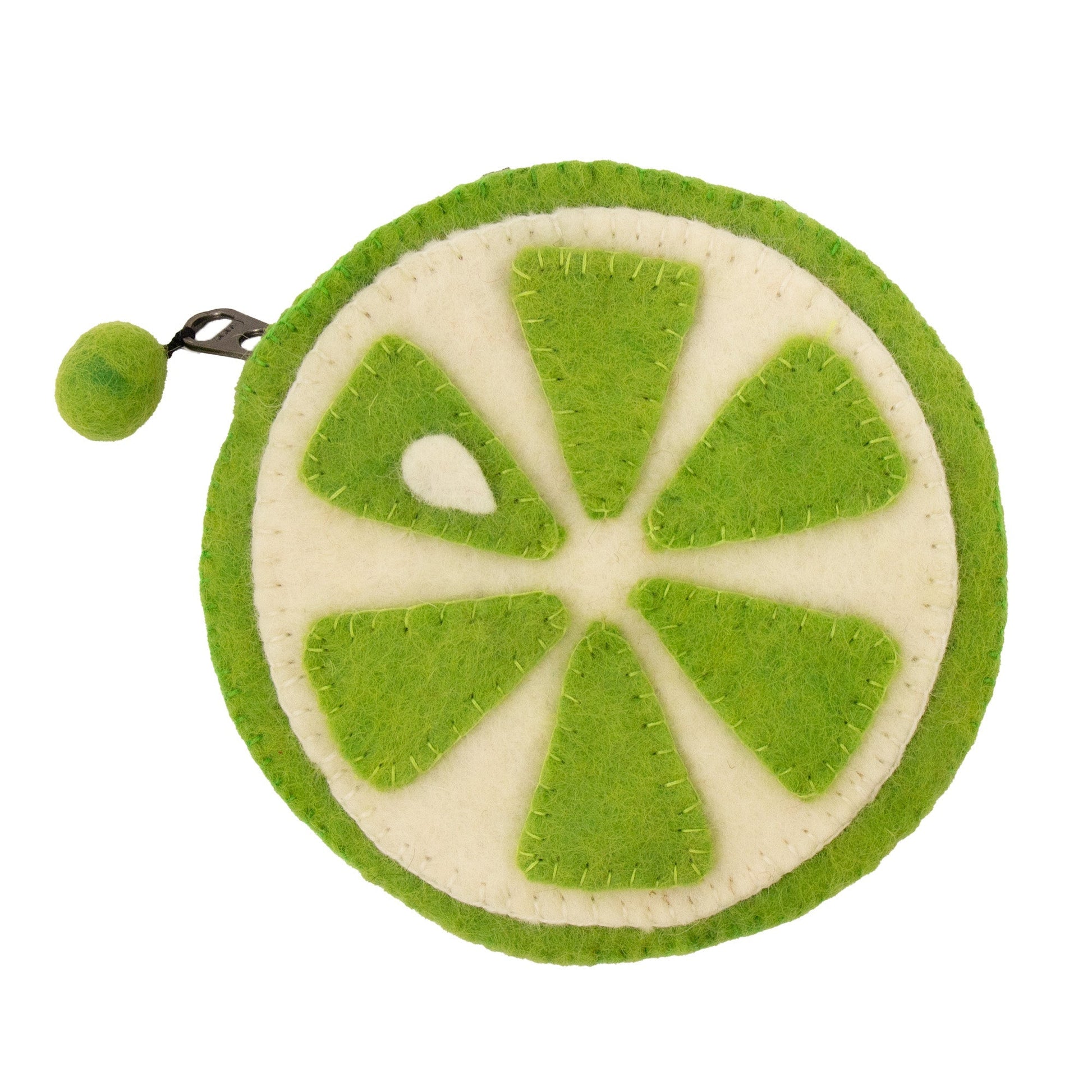 Handmade Felt Fruit Coin Purse - Lime - Global Groove (P)    Home Decor Supply | Online Retail | ShoreShopper.com