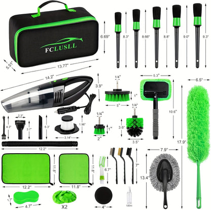 Car Full Interior & Exterior Cleaning Detailing Kit w/ Vacuum, Windshield Cleaner, Drill Brush Kit & More    Home Decor Supply | Online Retail | ShoreShopper.com