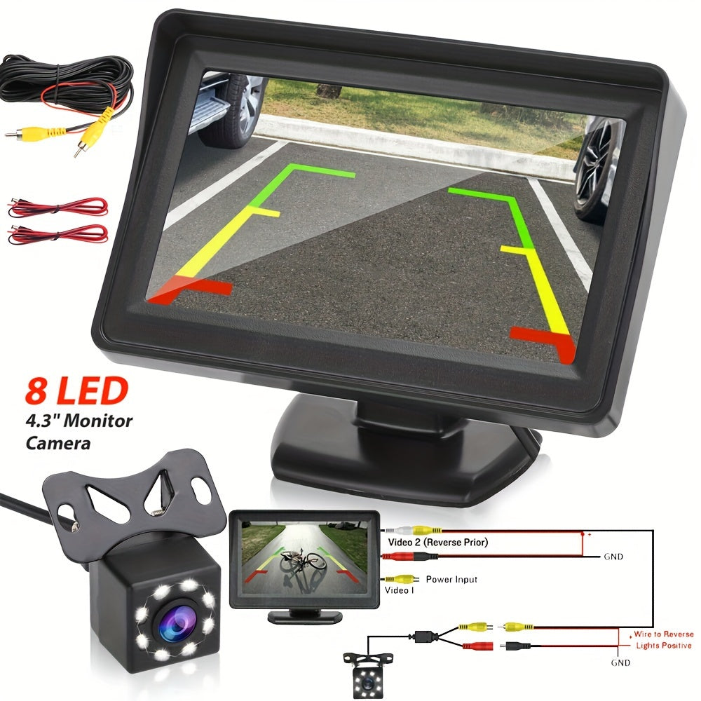 8LED Night Vision Reversing Camera HD 4.3 Inch Monitor Wide Angle Parking System for Multi Vehicle Safety Backup    Home Decor Supply | Online Retail | ShoreShopper.com