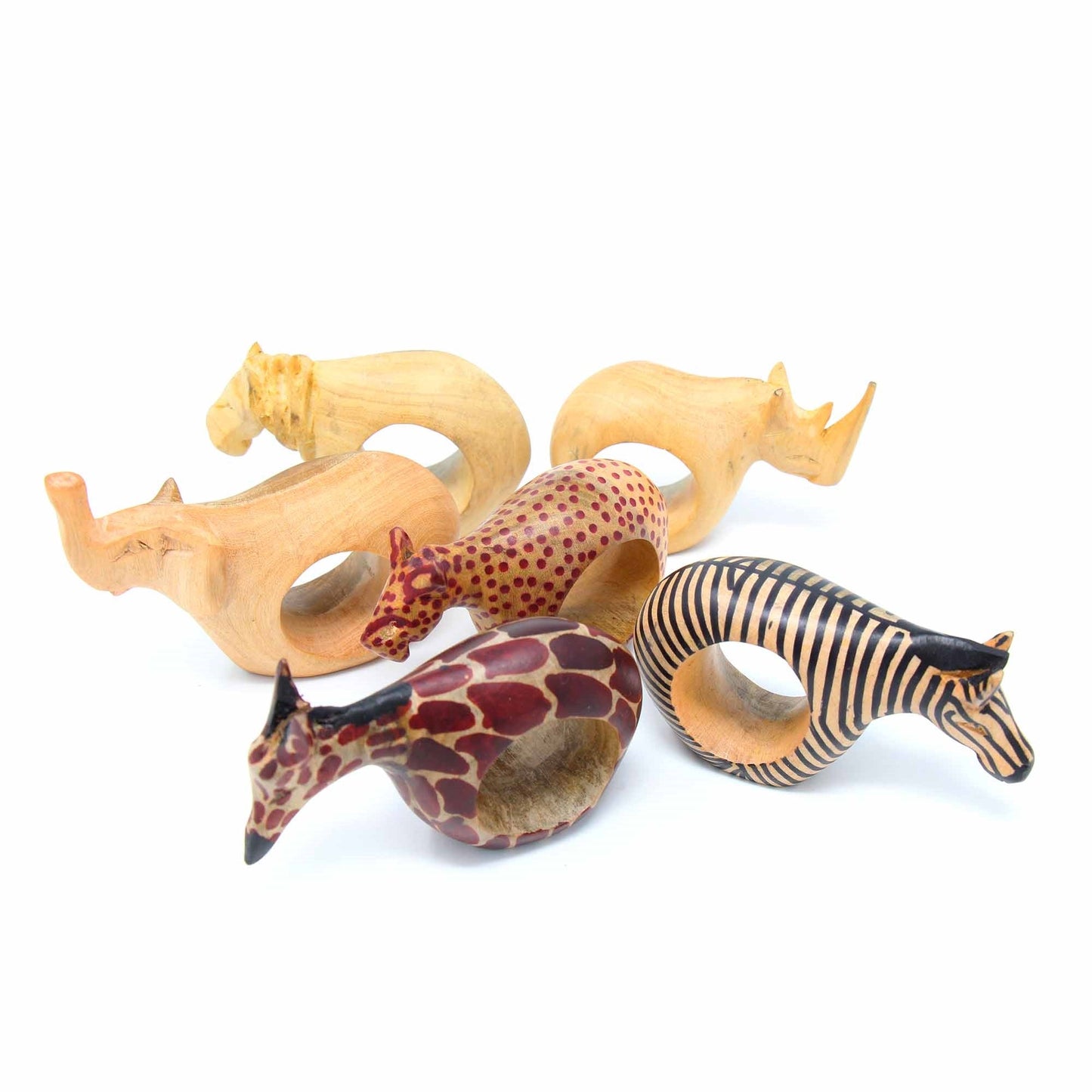 Set of Six Mahogany Wood Animal Napkin Rings - Jedando Handicrafts    Home Decor Supply | Online Retail | ShoreShopper.com