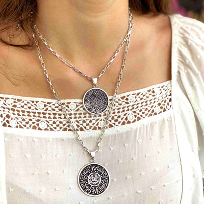 Alpaca Silver Aztec Face Pendant with Chain    Home Decor Supply | Online Retail | ShoreShopper.com