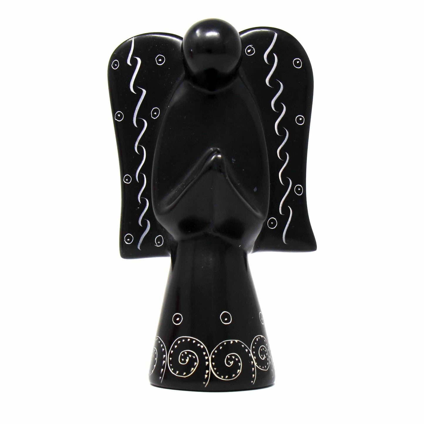 Soapstone Angel Sculpture - Black Finish with Etch Design    Home Decor Supply | Online Retail | ShoreShopper.com
