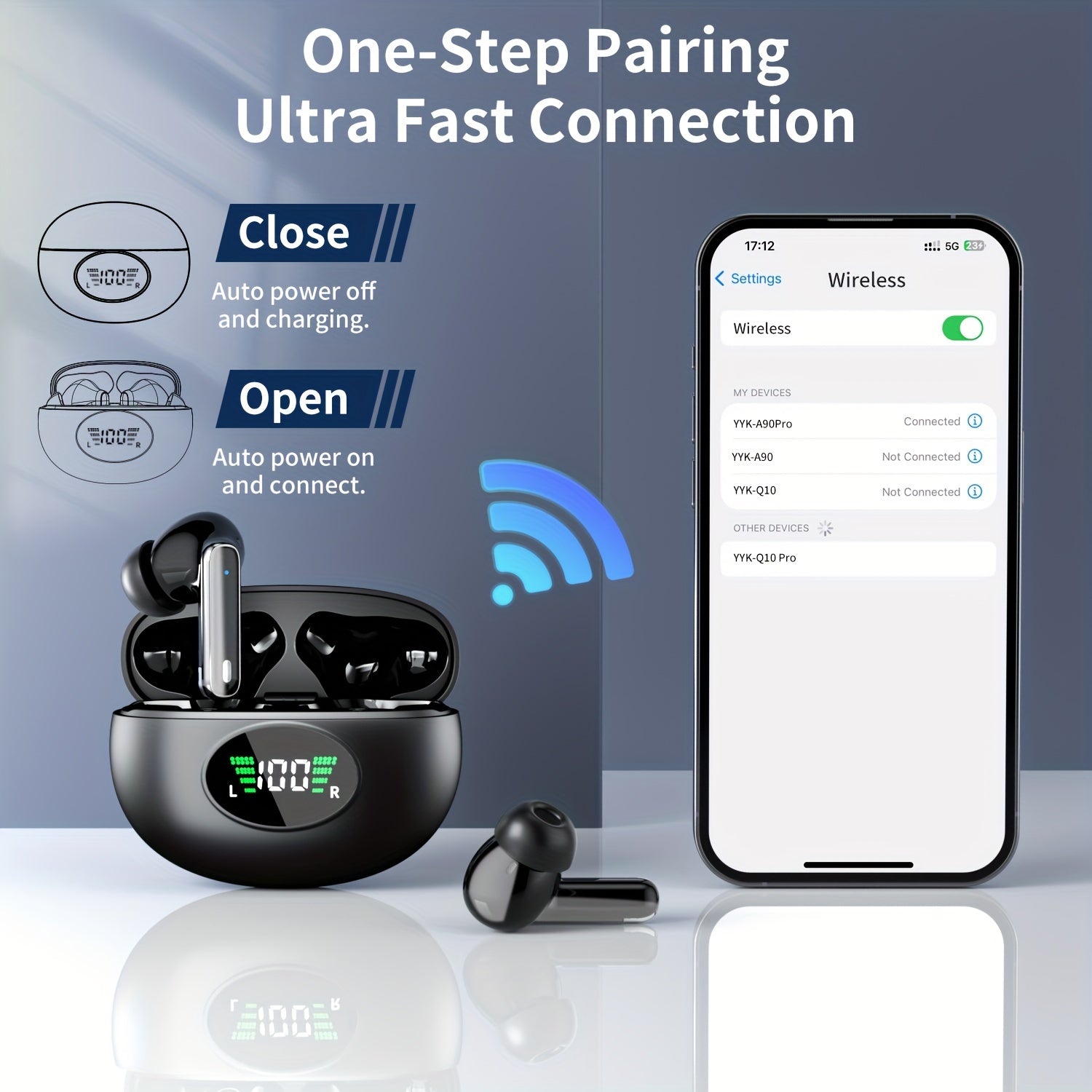Bluetooth Earphones, Bluetooth Earbuds, In Ear Earphones, Wireless Earphones, with LED Power Display Charging Case, Bluetooth 5.4 Earphones, True Wireless Bluetooth Earphones, Playback Time Of 40 Hours, Wireless Noise Cancell    Home Decor Supply | Online Retail | ShoreShopper.com
