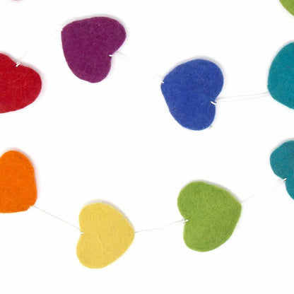Hand Crafted Felt from Nepal: Hearts Garland, Multicolored    Home Decor Supply | Online Retail | ShoreShopper.com