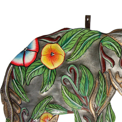 Hibiscus Elephant Haitian Metal Drum Art    Home Decor Supply | Online Retail | ShoreShopper.com