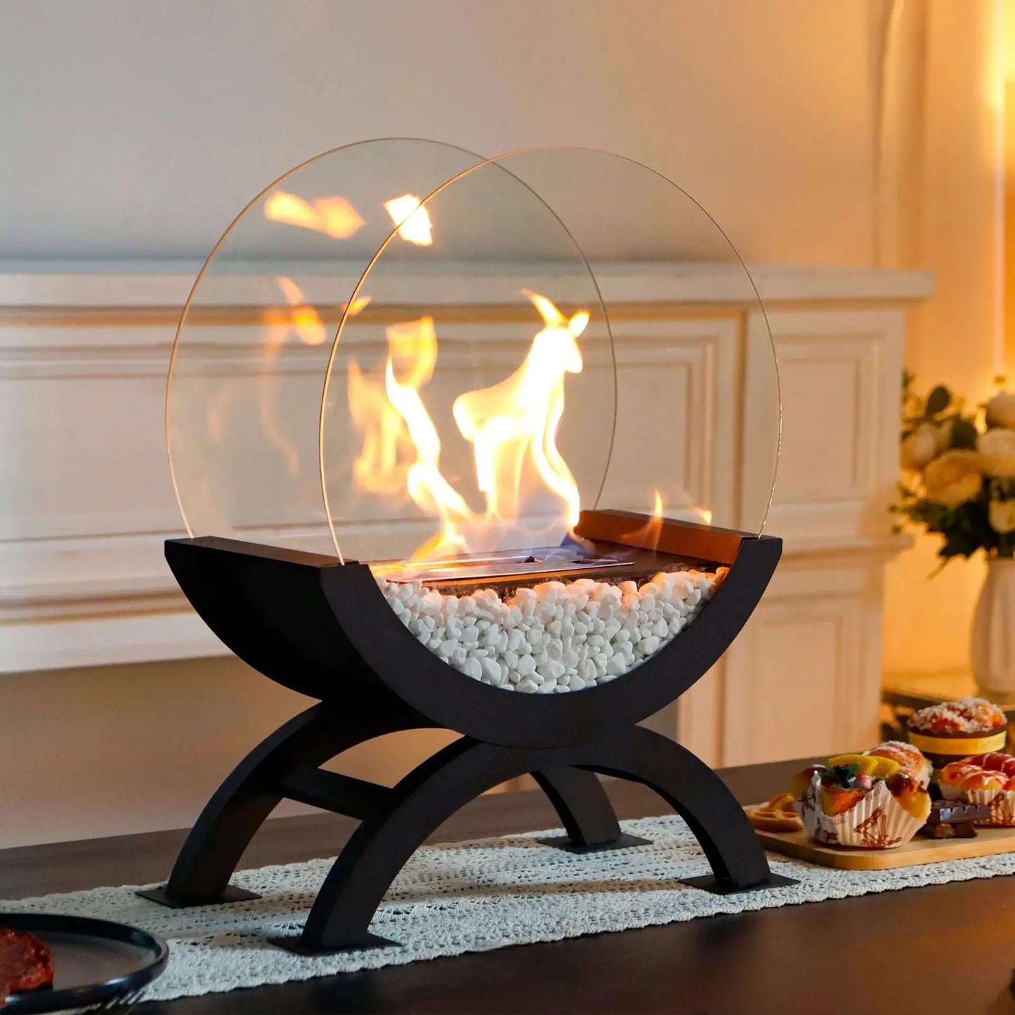 Black Arch Semicircle Fireplace Lamp for Home Heating - ShoreCo.Shop