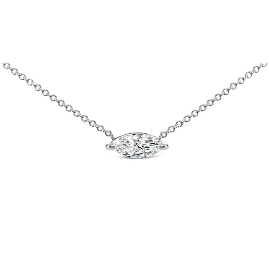 14K White Gold 1/2 Cttw Marquise Lab-Grown Diamond East West Solitaire 18" Pendant Necklace (F-G Color, VS2-SI1 Clarity)    Home Decor Supply | Online Retail | ShoreShopper.com