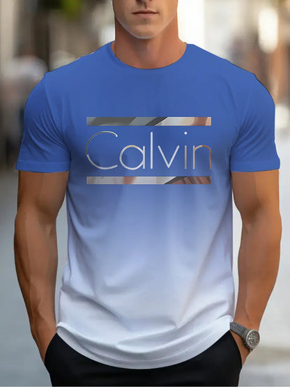 Summer Men'S 3D Digital Printing, Cool Gradual Change: "Calvin" Printed T-Shirt, Casual And Comfortable Versatile Men'S Round Neck Short Sleeves, Suitable for Daily And Sports Wear    Home Decor Supply | Online Retail | ShoreShopper.com