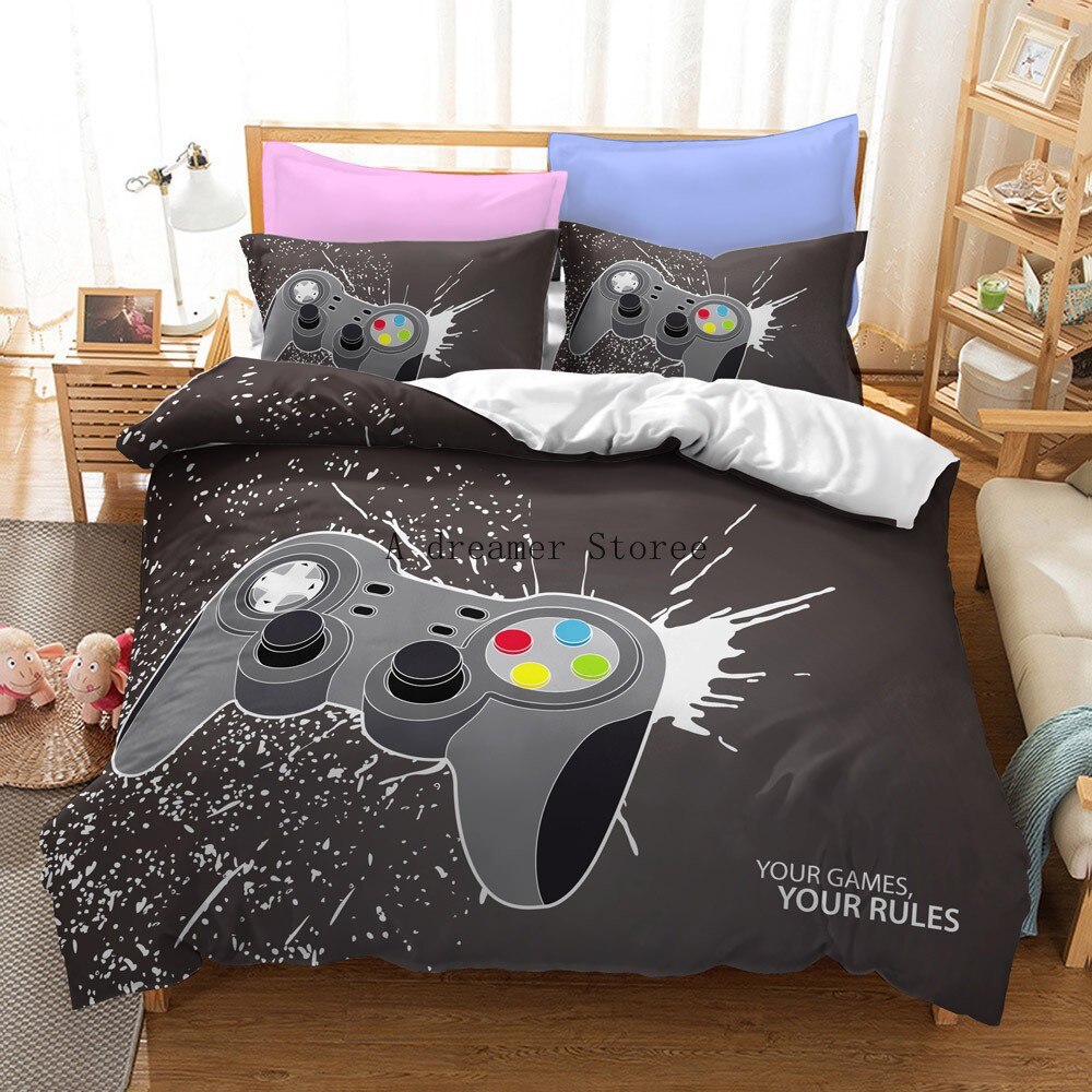 Digital 3D Game Controller Pattern Printed Bedding Three-Piece Set    Home Decor Supply | Online Retail | ShoreShopper.com